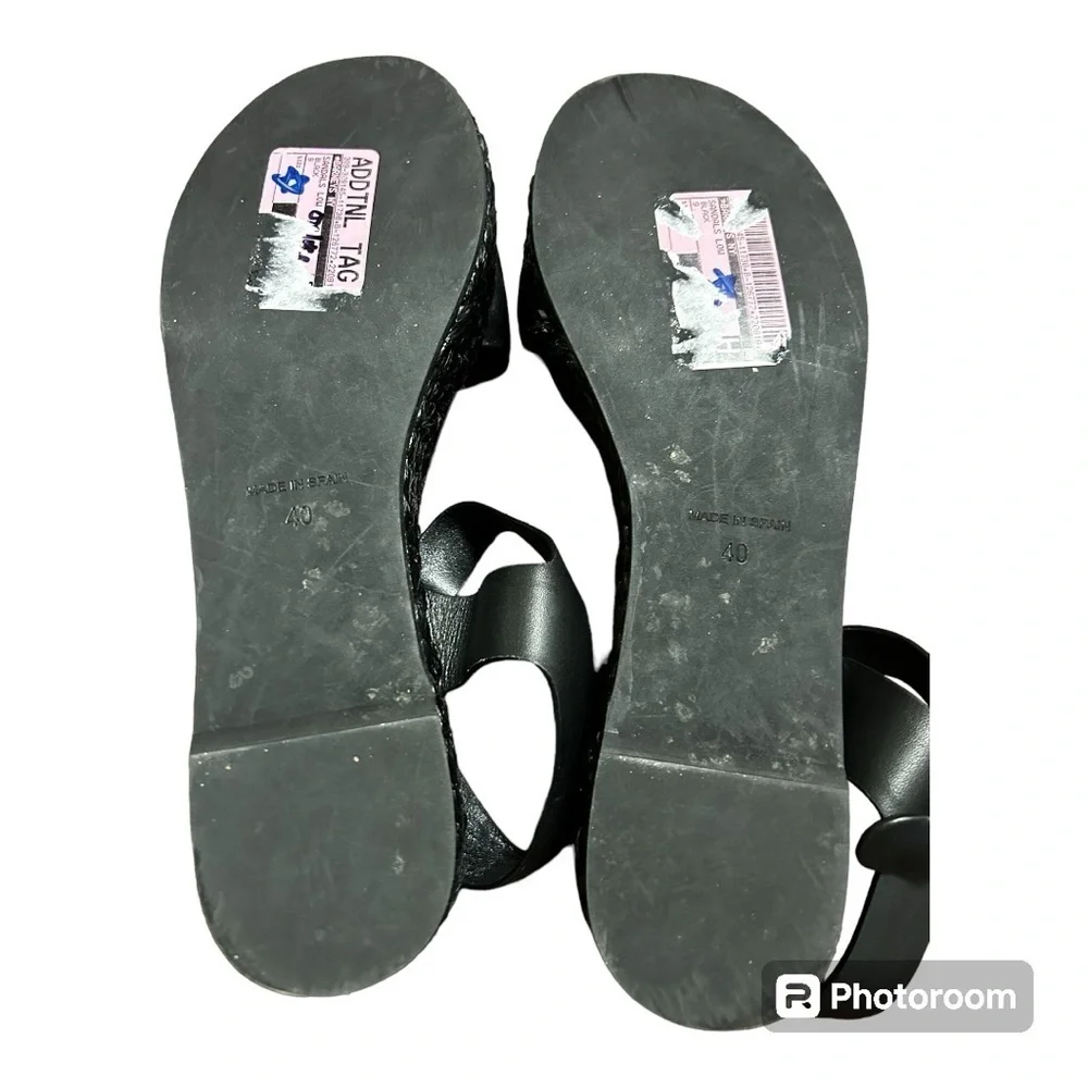 Barneys New York Black Platform Espadrille Sandals SZ 40